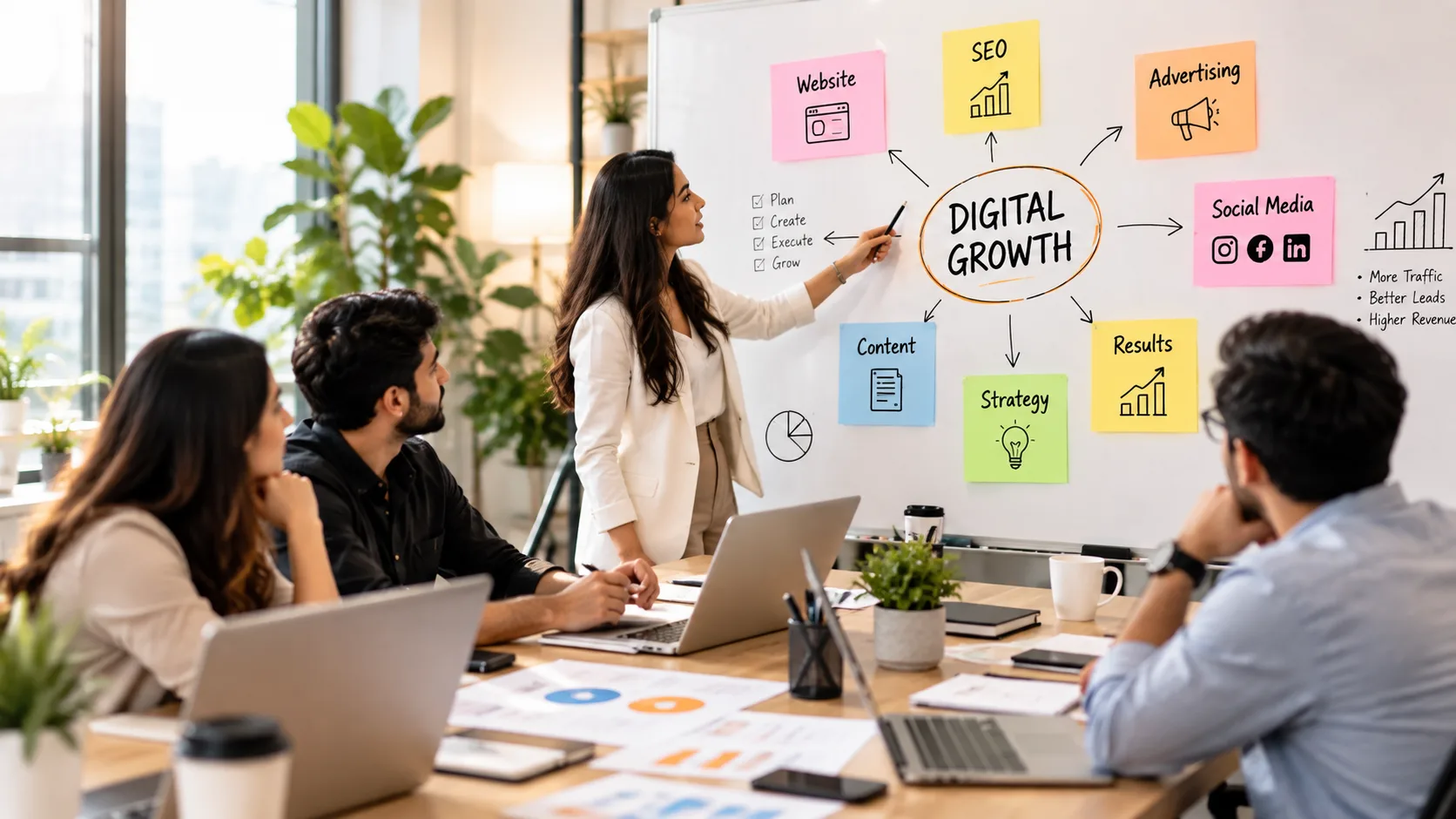Digital marketing team collaborating